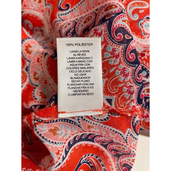 Valerie Stevens Womens Size 2X Top Red Paisley Sheer Boho Tassels Blouse Shirt - Picture 9 of 10